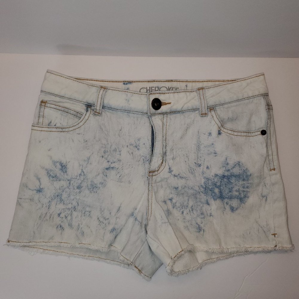 Acid wash jean shorts